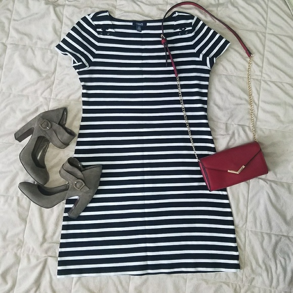Chaps Dresses & Skirts - 💥!!HP!!💥 Black and White Striped Dress